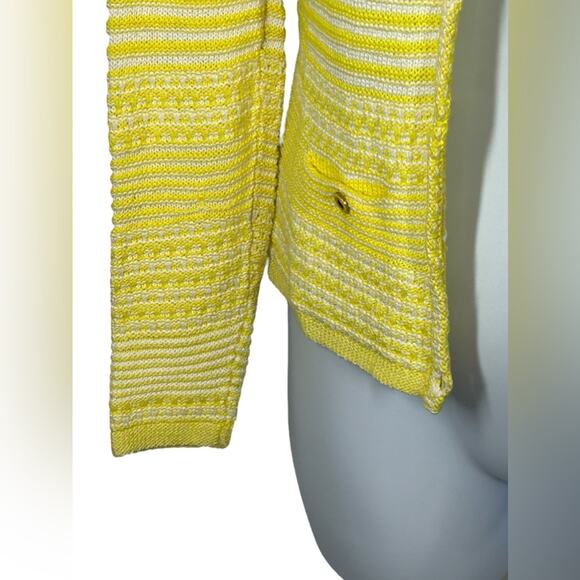 Trina Turk Ashbridge Yellow White Stripe Knit Cardigan XS Small - Picture 5 of 12